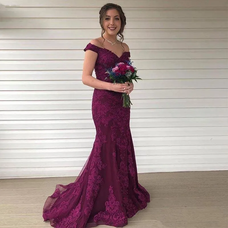 Fashion Purple Mermaid Evening Dresses Long 2021 robe de soiree Off The Shoulder Prom Gowns Applique Lace Formal Women Dress
Fashion Purple Mermaid Evening Dresses Long 2021 robe de soiree Off The Shoulder Prom Gowns Applique Lace Formal Women Dress