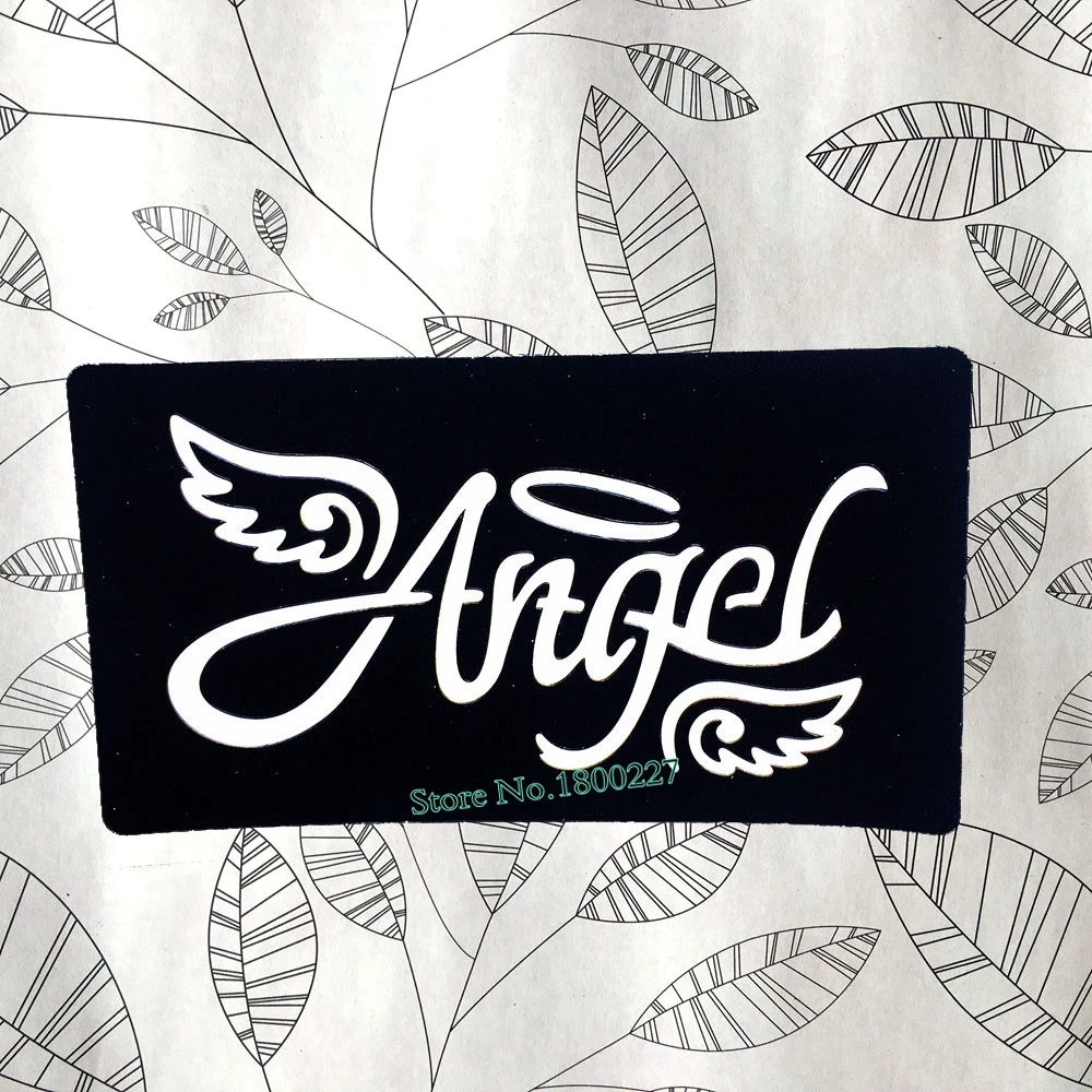 Шаблон татуировки Angel Wings с надписью Henna Indina водостойкие трафареты Mehndi для
