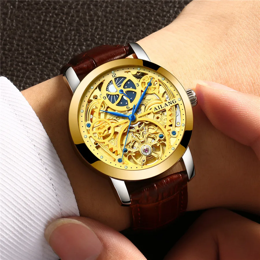 Waterproof 30M Luxury Tourbillon Gold Clock Fashion Leather Automatic Self-Wind Men's Watch Mechanical Hollow Sport Watches NEW
Waterproof 30M Luxury Tourbillon Gold Clock Fashion Leather Automatic Self-Wind Men's Watch Mechanical Hollow Sport Watches NEW