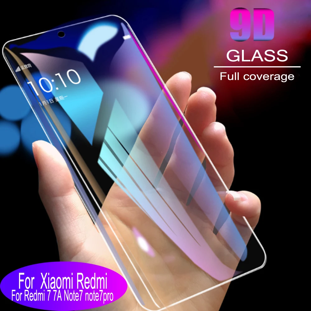 

10pcs 9D Glass full coverage Protective tempered glass film for Xiaomi Redmi 7 7A Note7 note7pro Screen Anti Blue Ray