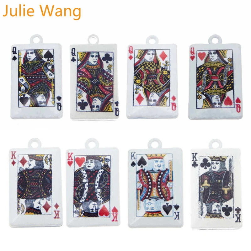 Julie Wang 5PCS 26x15mm King Queen Poker Card Charms Alloy White Plated Necklace Pendant Findings DIY Accessory Jewelry Making
Julie Wang 5PCS 26x15mm King Queen Poker Card Charms Alloy White Plated Necklace Pendant Findings DIY Accessory Jewelry Making