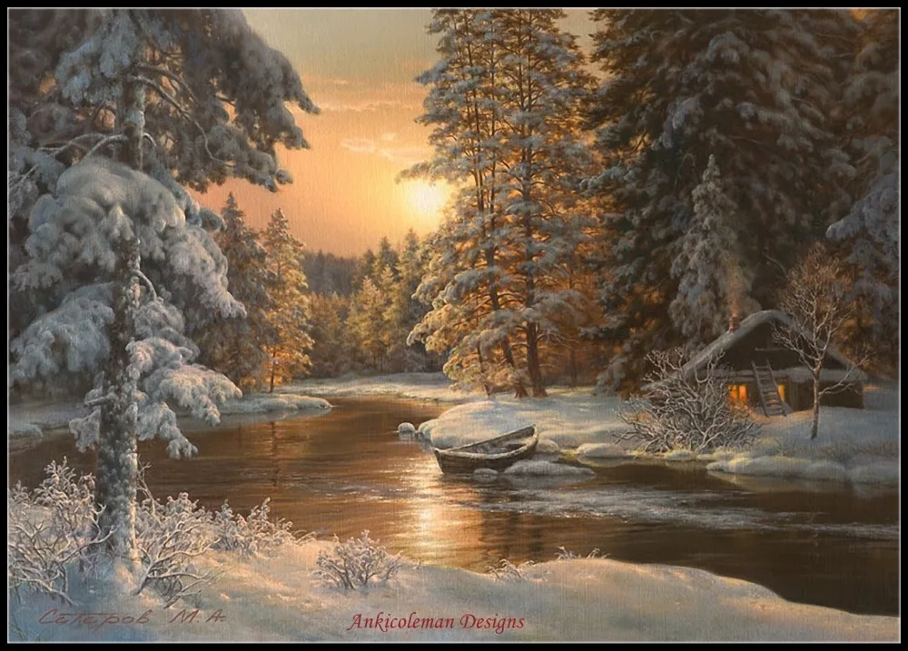 

Embroidery Counted Cross Stitch Kits Needlework - Crafts 14 ct DMC Color DIY Arts Handmade Decor - In the Winter Forest
