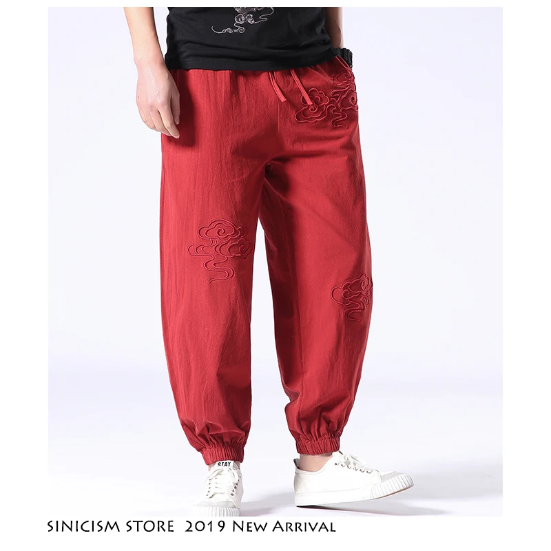 Sinicism Store Men Streetwear Joggers 2019 Mens Casual Spring Funny Track SweatPants Male Hip Hop Cotton Linen Harem Pants |