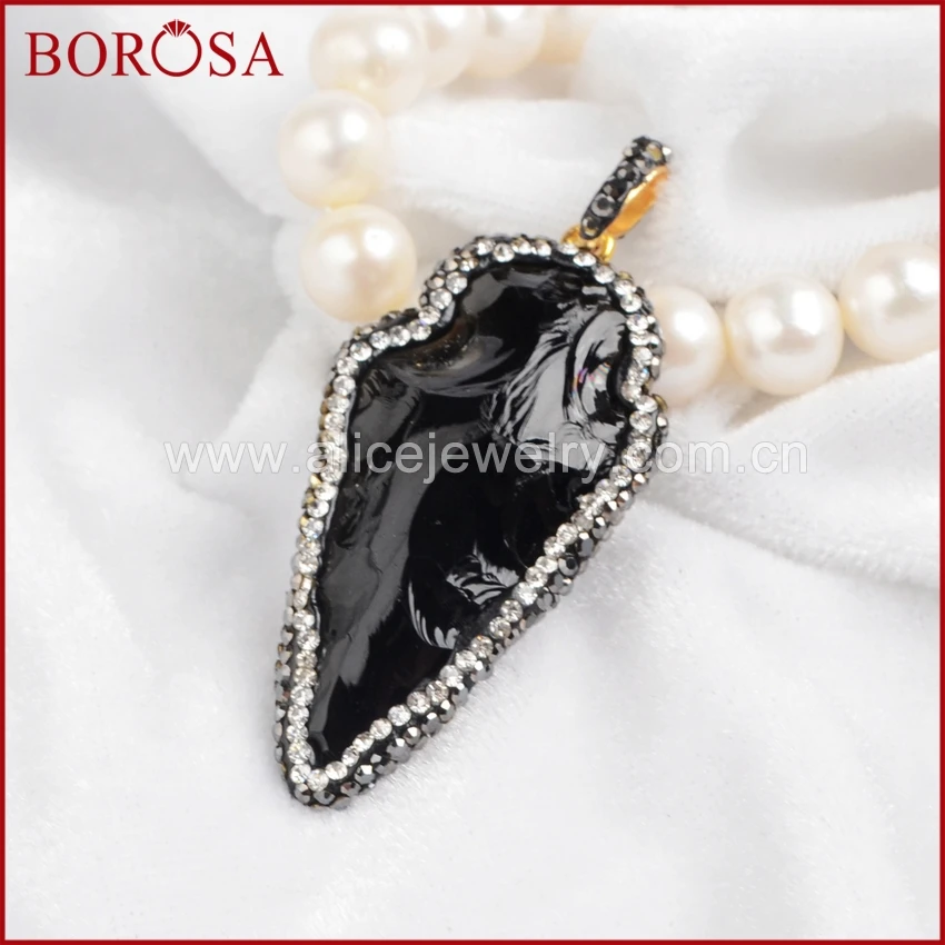 BOROSA 5pcs/lot DruzySmall Or Bigger Size Rough Black Obsidian Arrowhead Pendant Bead Paved Zircon JAB243-2 Drusy jewelry
BOROSA 5pcs/lot DruzySmall Or Bigger Size Rough Black Obsidian Arrowhead Pendant Bead Paved Zircon JAB243-2 Drusy jewelry