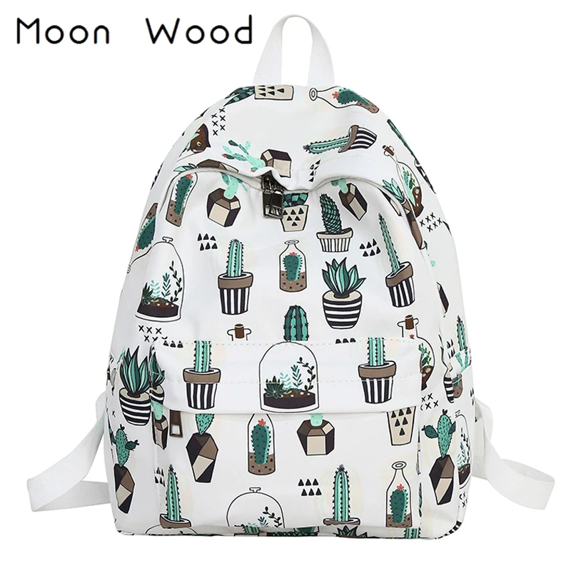 Moon Wood Женские рюкзаки в Корейском стиле с принтом граффити кактуса рюкзак для
