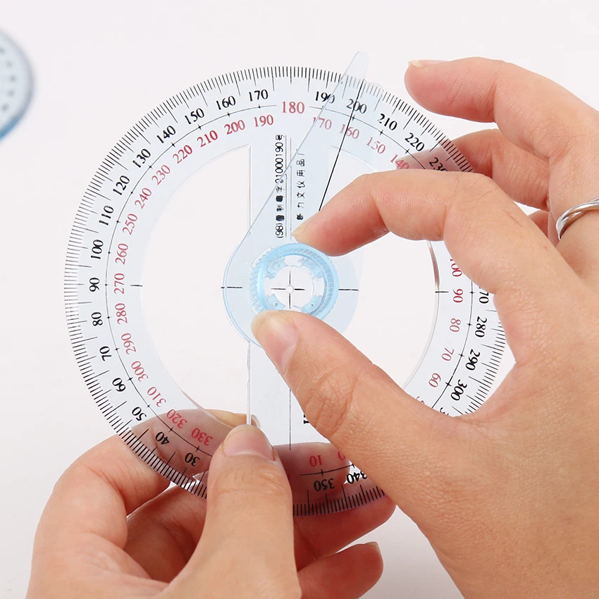 1 шт. прозрачный пластиковый транспортир диаметр 360 градусов 10 см|protractor ruler|protractor