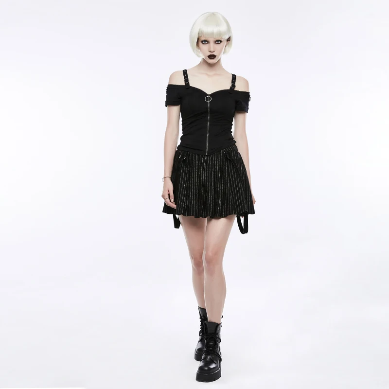 Punk Rave Fashion Casual Off the Shoulder Cotton Short Sleeve Sexy Zipper Women T-shirt Tops Gothic OT506
Punk Rave Fashion Casual Off the Shoulder Cotton Short Sleeve Sexy Zipper Women T-shirt Tops Gothic OT506