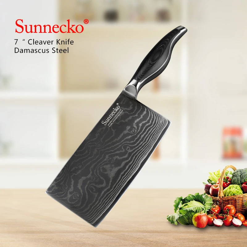 SUNNECKO 7" inch Cleaver Chef Knife Kitchen Knives Japanese Damascus VG10 Steel Razor Sharp Pakka Wood Handle Meat Cutting Tools
SUNNECKO 7" inch Cleaver Chef Knife Kitchen Knives Japanese Damascus VG10 Steel Razor Sharp Pakka Wood Handle Meat Cutting Tools