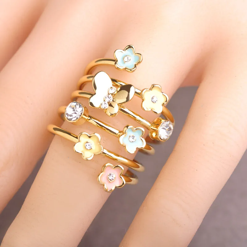 Blucome Enamel Esmalte Butterfly Flower Ring Gold Color Crystal Anillos Mujer Multilayer Rings For Women Party Accessories Anel
Blucome Enamel Esmalte Butterfly Flower Ring Gold Color Crystal Anillos Mujer Multilayer Rings For Women Party Accessories Anel