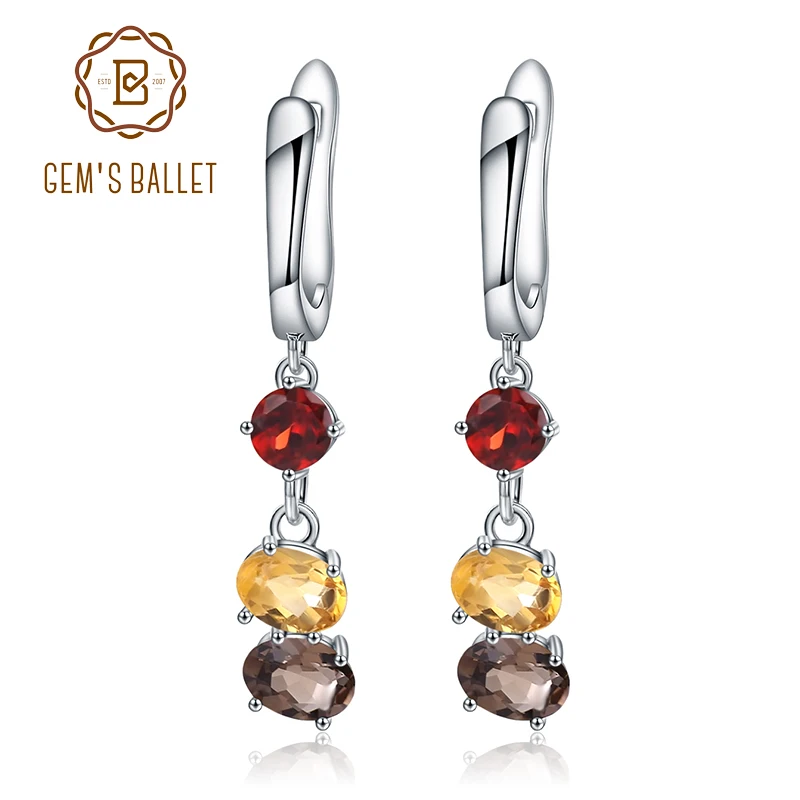 Gem's Ballet Real 925 Sterling Silver Earrings Fine Jewelry Natural Garnet Citrine Smoky Quartz Drop Earrings For Women Wedding
Gem's Ballet Real 925 Sterling Silver Earrings Fine Jewelry Natural Garnet Citrine Smoky Quartz Drop Earrings For Women Wedding