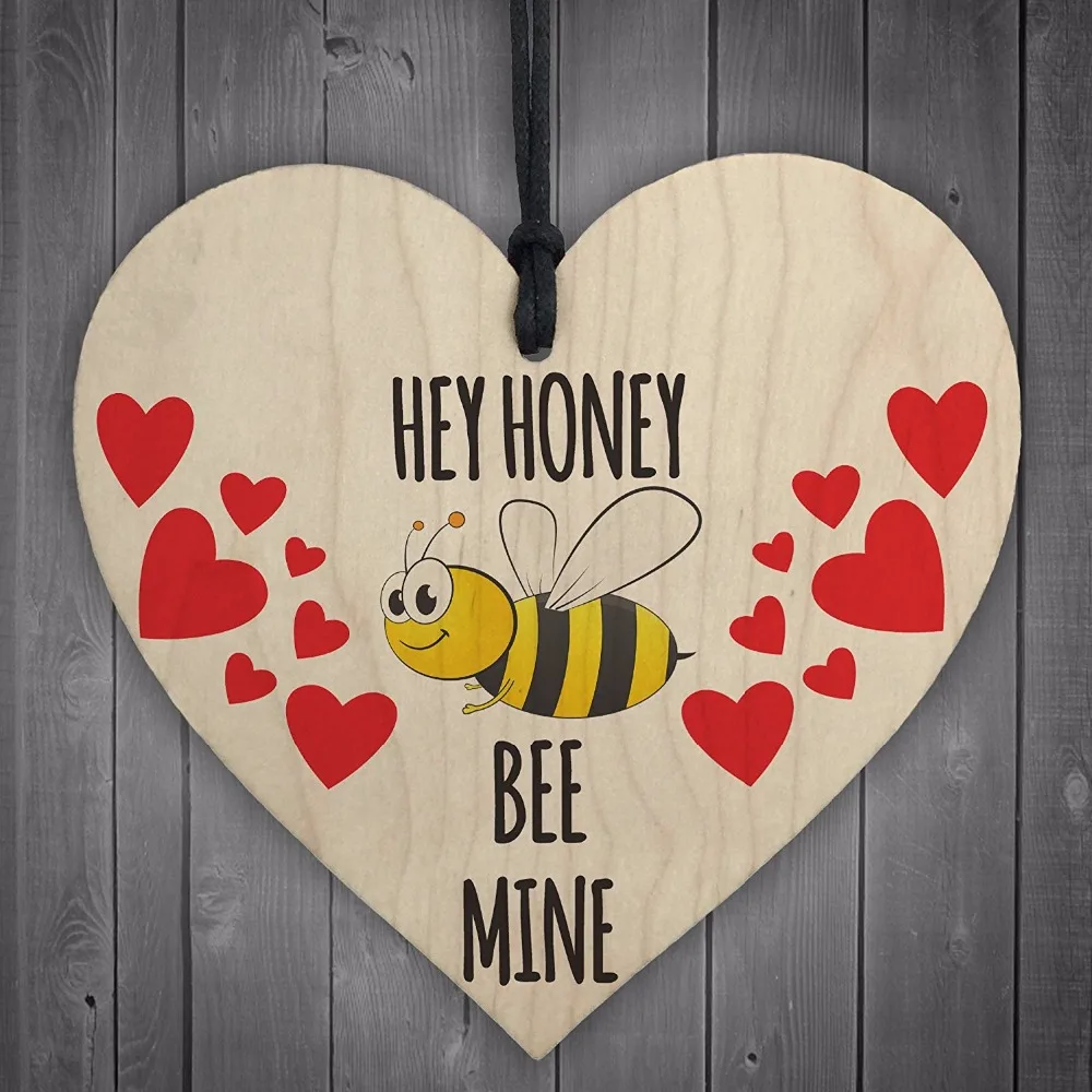 Meijiafei Hey Honey Bee Mine деревянный подвесной знак в форме сердца День Святого Валентина