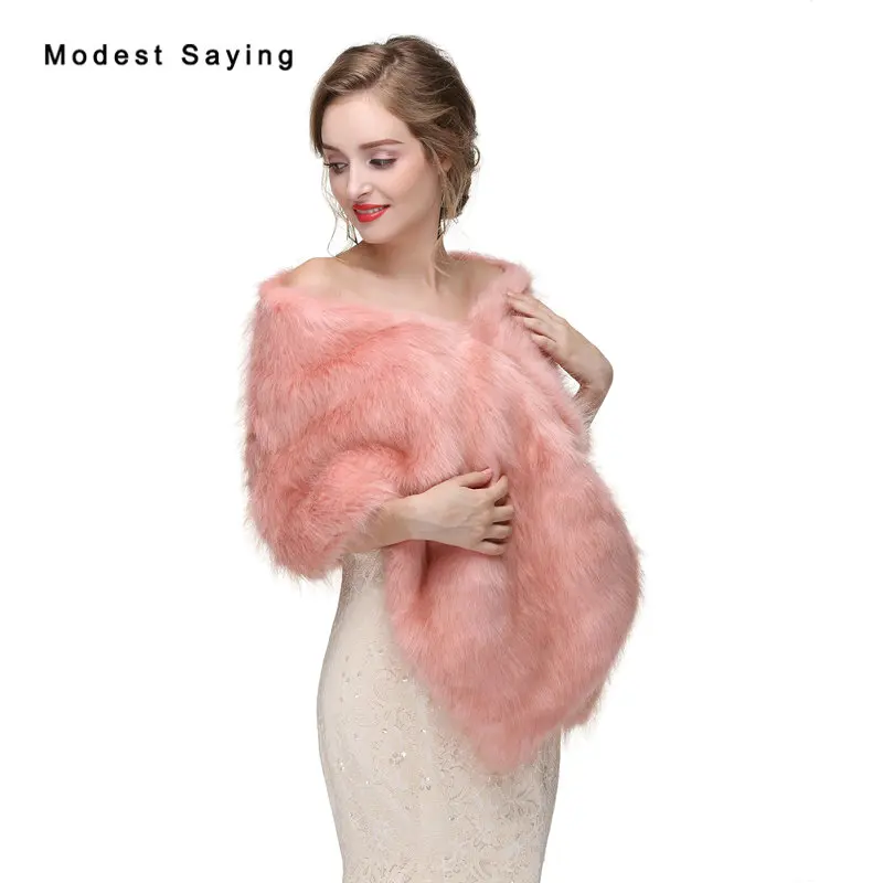Elegant Blush Pink Faux Fur Wedding Shrugs 2017 Imitation Fox fur Bridal Shawls Wrap Jackets Bolero Winter Wedding Accessories
Elegant Blush Pink Faux Fur Wedding Shrugs 2017 Imitation Fox fur Bridal Shawls Wrap Jackets Bolero Winter Wedding Accessories