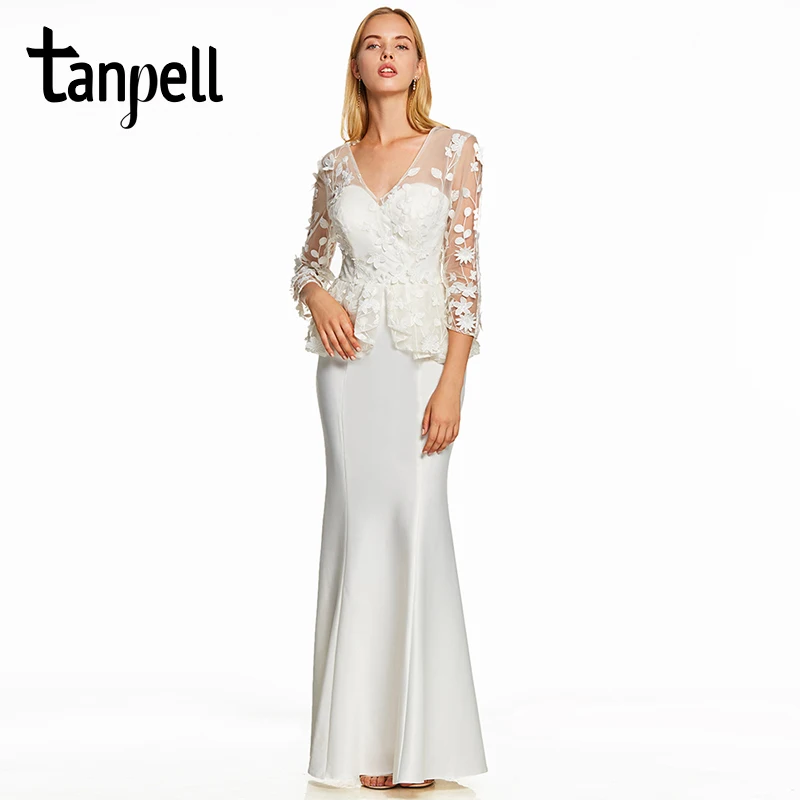 Tanpell appliques evening dress elegant ivory v neck full sleeves sheath floor length dresses women formal long evening gown
Tanpell appliques evening dress elegant ivory v neck full sleeves sheath floor length dresses women formal long evening gown