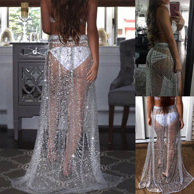 2021 Summer Beachwear Women Boho Long Transparent Skirt Silver Sequin Skirt polka dot Loose Sexy Party see through Mesh Skirts
2021 Summer Beachwear Women Boho Long Transparent Skirt Silver Sequin Skirt polka dot Loose Sexy Party see through Mesh Skirts