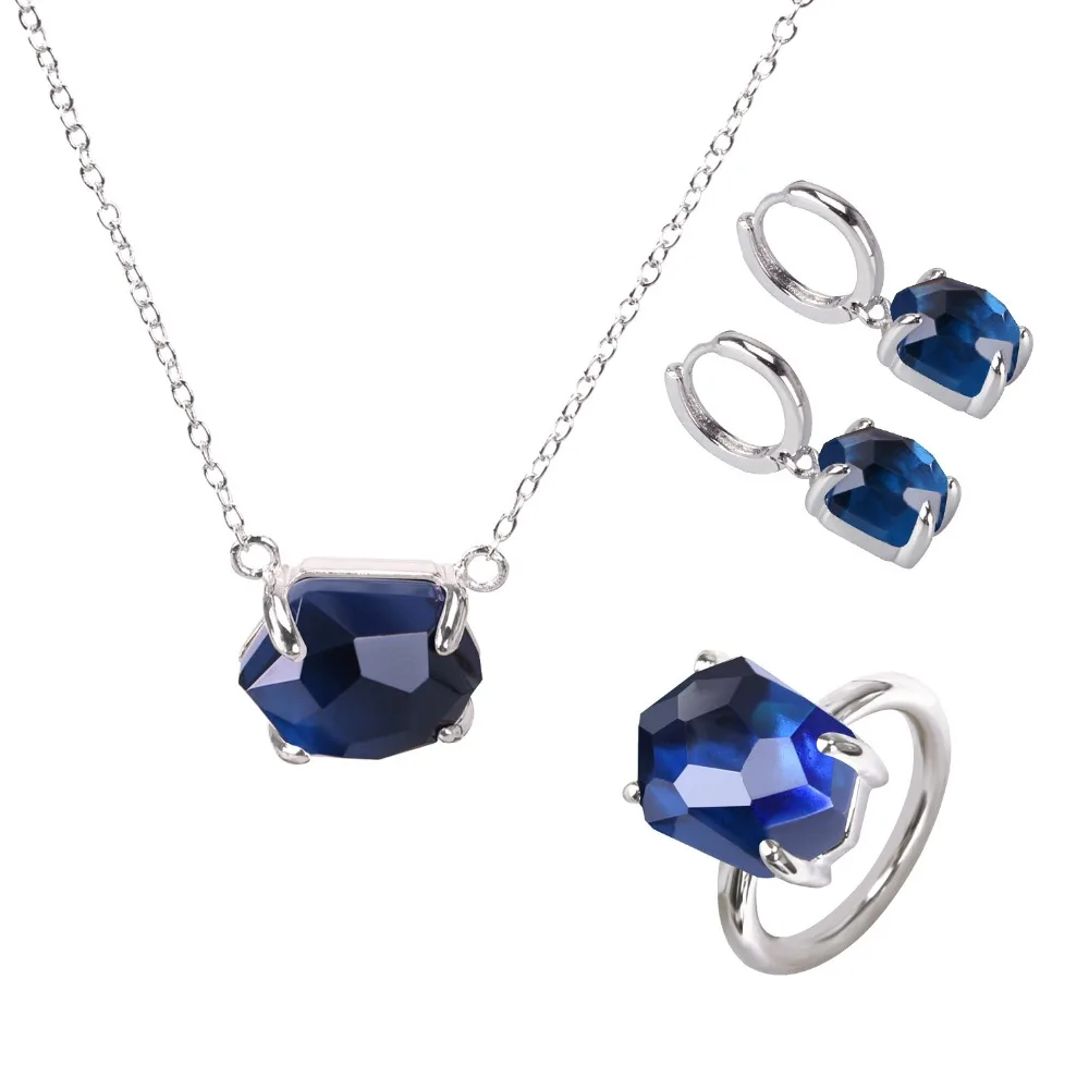 Kayfany 2021 Irregular Wedding Necklace-Earrings-Ring Blue Cryst Plated Jewelry Set For Women Girlfriends Gift Christma
Kayfany 2021 Irregular Wedding Necklace-Earrings-Ring Blue Cryst Plated Jewelry Set For Women Girlfriends Gift Christma