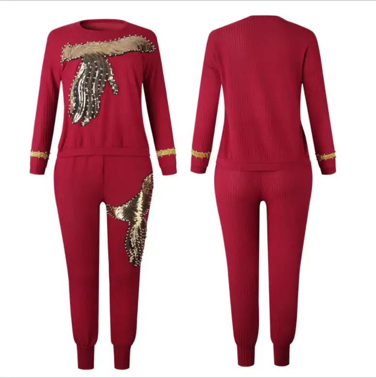 2019 Spring Hot Women Print 2-Pieces Sequine Bodycon Jumpsuits Casual O-Neck Full Sleeve Tops Long Pants Jumpsuits
2019 Spring Hot Women Print 2-Pieces Sequine Bodycon Jumpsuits Casual O-Neck Full Sleeve Tops Long Pants Jumpsuits