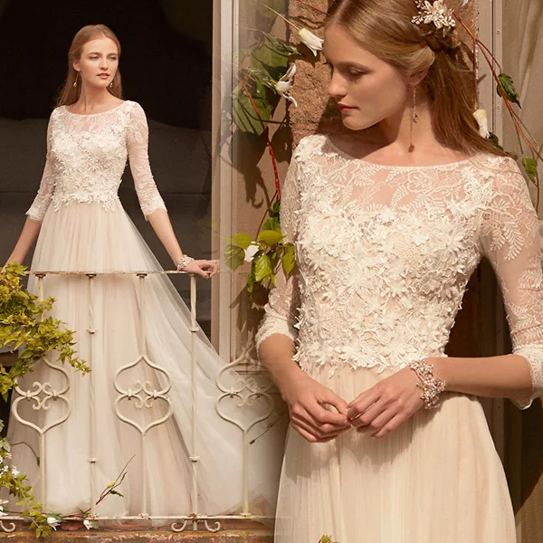 robe de mariage 2020 New Beach O-Neck Lace Tulle Boho Wedding Gowns Three Quarter Bohemian Princess Bridal Dresses
robe de mariage 2020 New Beach O-Neck Lace Tulle Boho Wedding Gowns Three Quarter Bohemian Princess Bridal Dresses