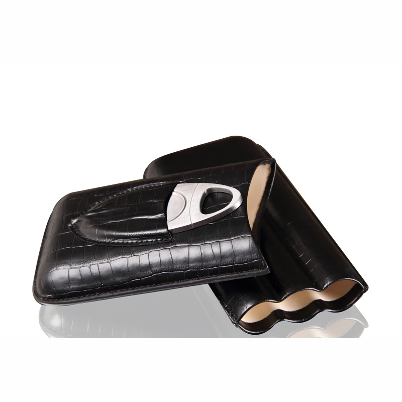 Leather Travel Cigar Case Holder 3 Tube Humidor With Cutter Set crocodile Grain leather Cigar Moisturizing Box Portable gadgets
Leather Travel Cigar Case Holder 3 Tube Humidor With Cutter Set crocodile Grain leather Cigar Moisturizing Box Portable gadgets