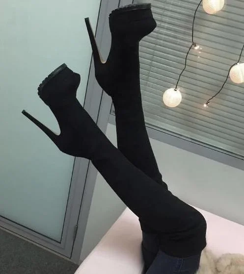 Sexy Black Suede Thigh High Stiletto Boots Round Toe High Platform Women High Boots Plus Size 11 Slim Fit Winter Long Boots S
Sexy Black Suede Thigh High Stiletto Boots Round Toe High Platform Women High Boots Plus Size 11 Slim Fit Winter Long Boots S