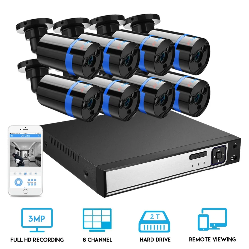 BESDER 8CH POE NVR CCTV система безопасности 8 шт. 2MP запись IP камера ИК Открытый