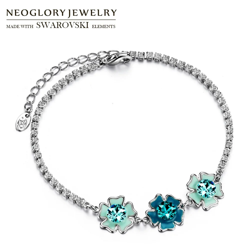 Neoglory Austria Rhinestone & Enamel Charm Bracelet Blue Flower Design Elegant Style For Women Party Brand Wholesale Gift
Neoglory Austria Rhinestone & Enamel Charm Bracelet Blue Flower Design Elegant Style For Women Party Brand Wholesale Gift