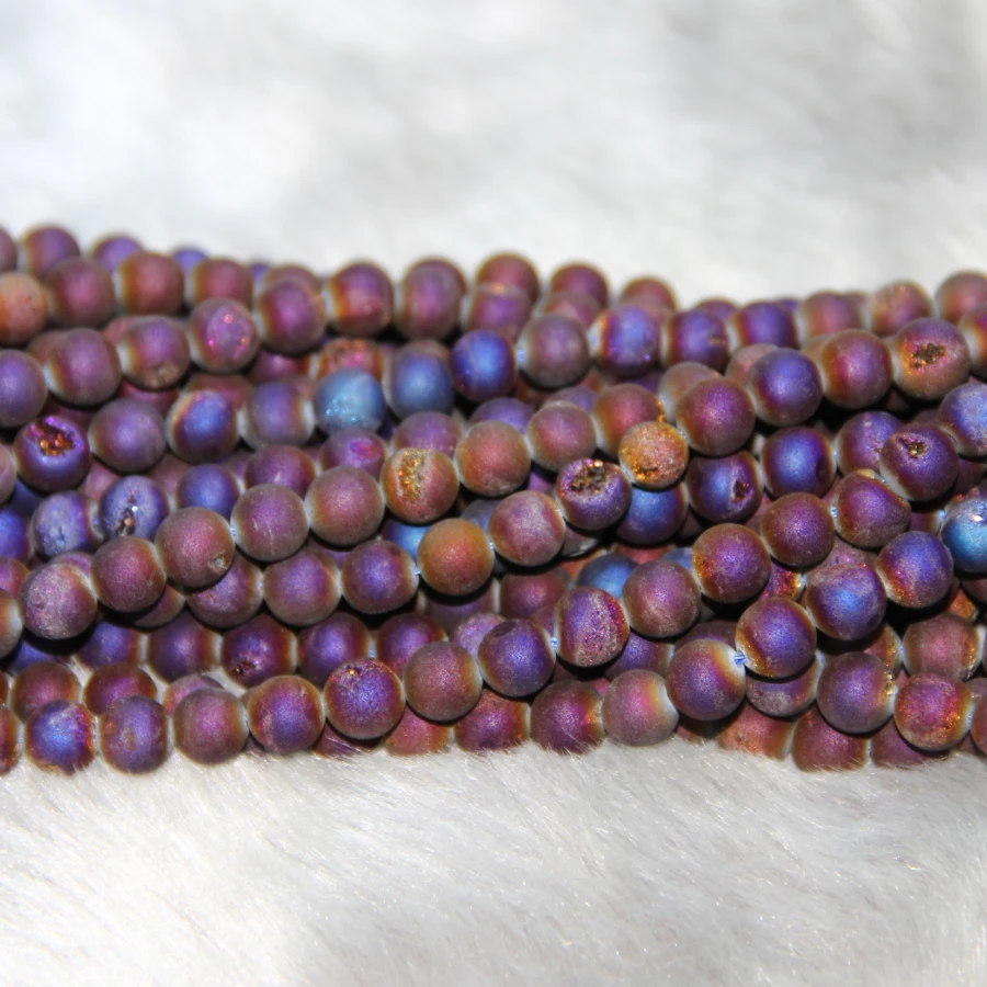 Full 2Strands Metallic Purple Titanium Necklace Beaded, Quartz Crystal Round Druzy Gems Stones Beads 15.5inch
Full 2Strands Metallic Purple Titanium Necklace Beaded, Quartz Crystal Round Druzy Gems Stones Beads 15.5inch