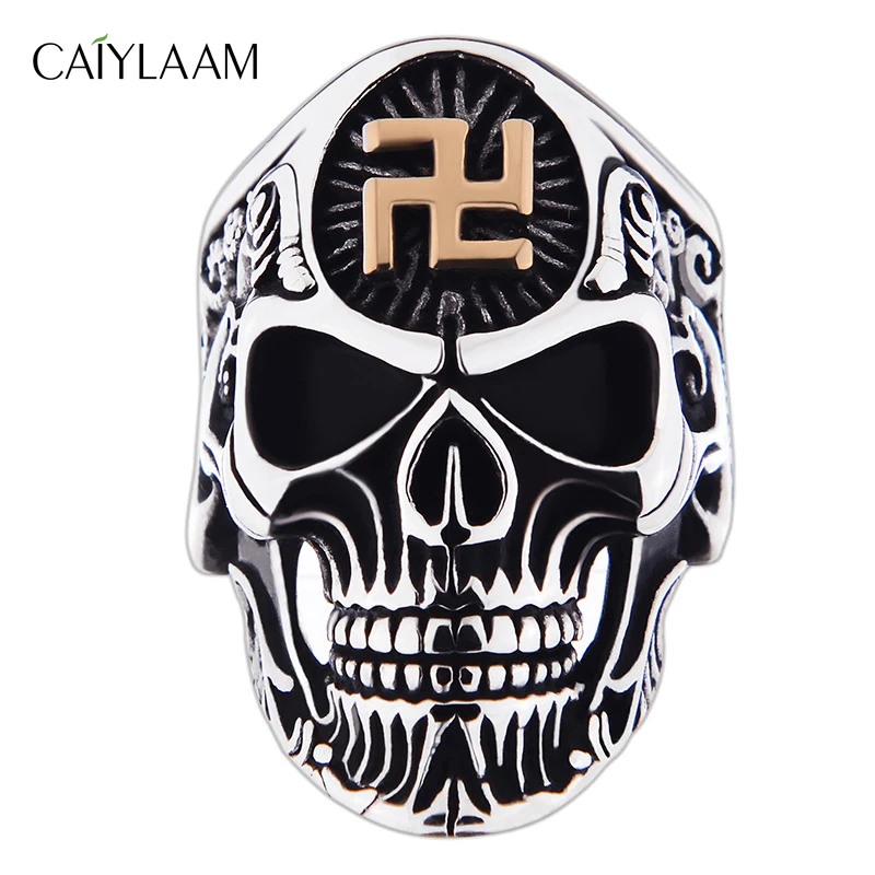 Caiylaam Винтаж кольца с костями и черепами для мужчин в стиле хип хоп ювелирные