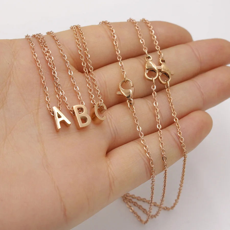 New Rose Gold Color Tiny Initial Name Choker Necklace Titanium Steel 26 Letters Pendant Necklaces Women Collares Gifts Jewelry
New Rose Gold Color Tiny Initial Name Choker Necklace Titanium Steel 26 Letters Pendant Necklaces Women Collares Gifts Jewelry