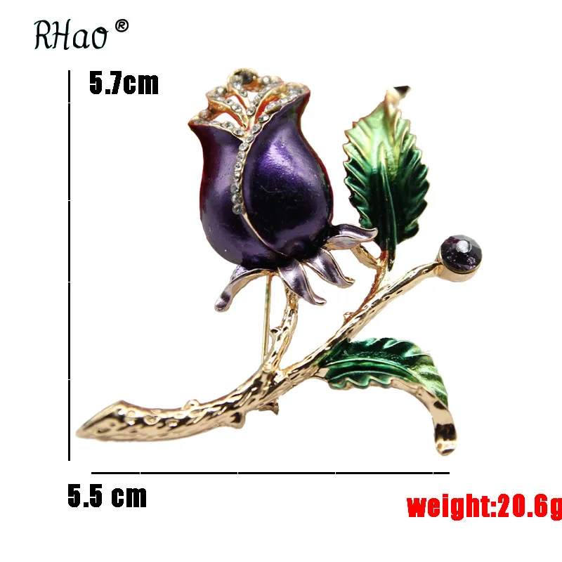 RHao эмалированная фиолетовая Элегантная Брошь В Виде Цветка тюльпана булавка
