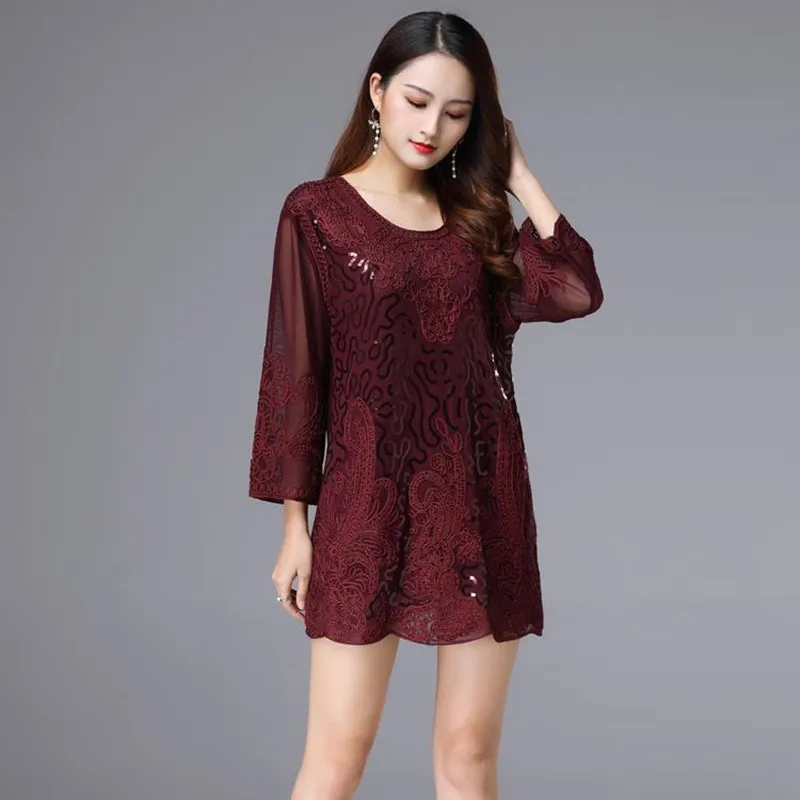 Plus Size Vintage Three Quarter Embroidery Floral O-neck Long Ladies Womens Tops And Blouses Women Tops Women Shirts 899
Plus Size Vintage Three Quarter Embroidery Floral O-neck Long Ladies Womens Tops And Blouses Women Tops Women Shirts 899