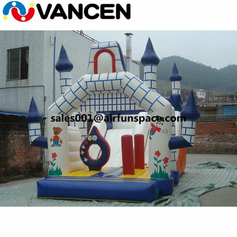Simple design commercial inflatable bouncy castle blue kids size inflatable jumping castle for sale