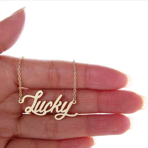 AOLOSHOW Wished Alphabet Letter " Lucky " Nameplate Name Necklace Pendant for Women Stainless Steel Gold Collier Femme Nl-2441
AOLOSHOW Wished Alphabet Letter " Lucky " Nameplate Name Necklace Pendant for Women Stainless Steel Gold Collier Femme Nl-2441