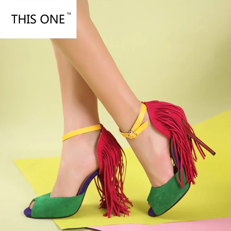 2018 Sexy 12CM High Lace-up Sandals Peep Toe red green yellow Suede Mixed Colors Fringe Sandal Cut-out Thin Heels Dress Shoes
2018 Sexy 12CM High Lace-up Sandals Peep Toe red green yellow Suede Mixed Colors Fringe Sandal Cut-out Thin Heels Dress Shoes