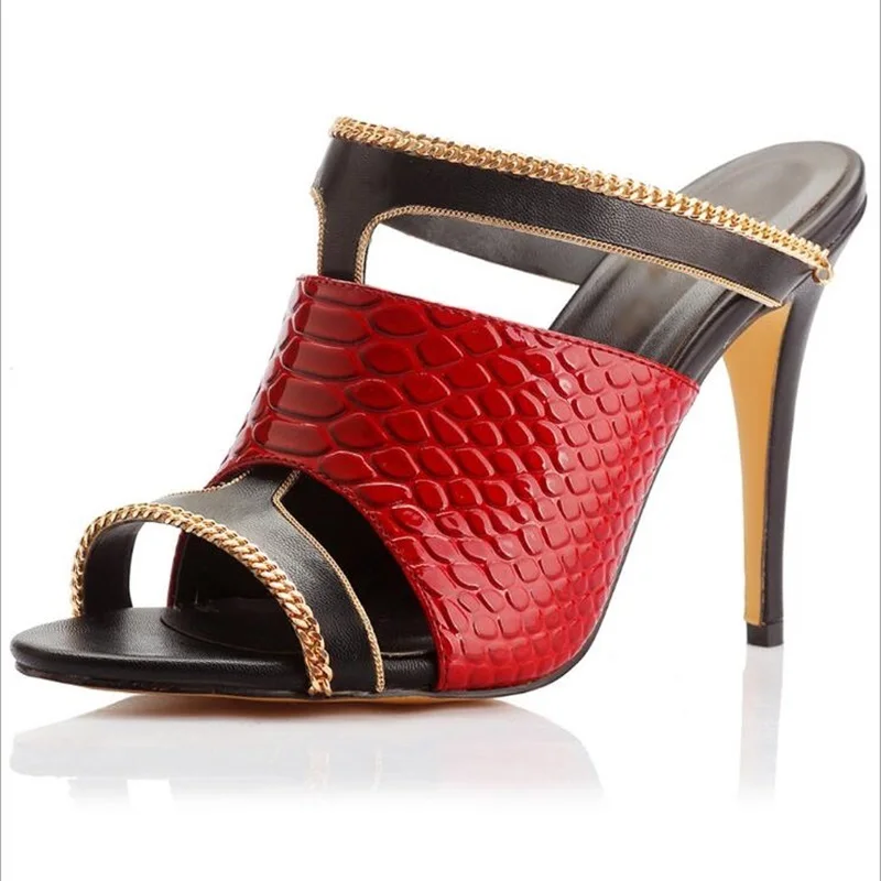 Women sandals Snake Print Sexy Women Mules Sandals Peep Toe Slip-on Shallow 10Cm High Heel Shoes Slippers 2019 Summer
Women sandals Snake Print Sexy Women Mules Sandals Peep Toe Slip-on Shallow 10Cm High Heel Shoes Slippers 2019 Summer