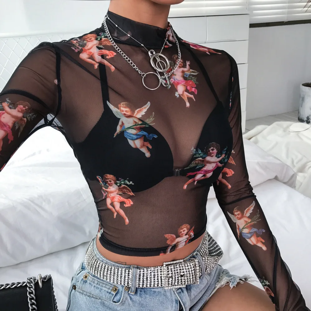 Ladies Tops Turtleneck Loose Mesh haut femme blusas mujer de moda 2019 roupa feminina Print Long Sleeve Chiffon Casual Short Hot
Ladies Tops Turtleneck Loose Mesh haut femme blusas mujer de moda 2019 roupa feminina Print Long Sleeve Chiffon Casual Short Hot
