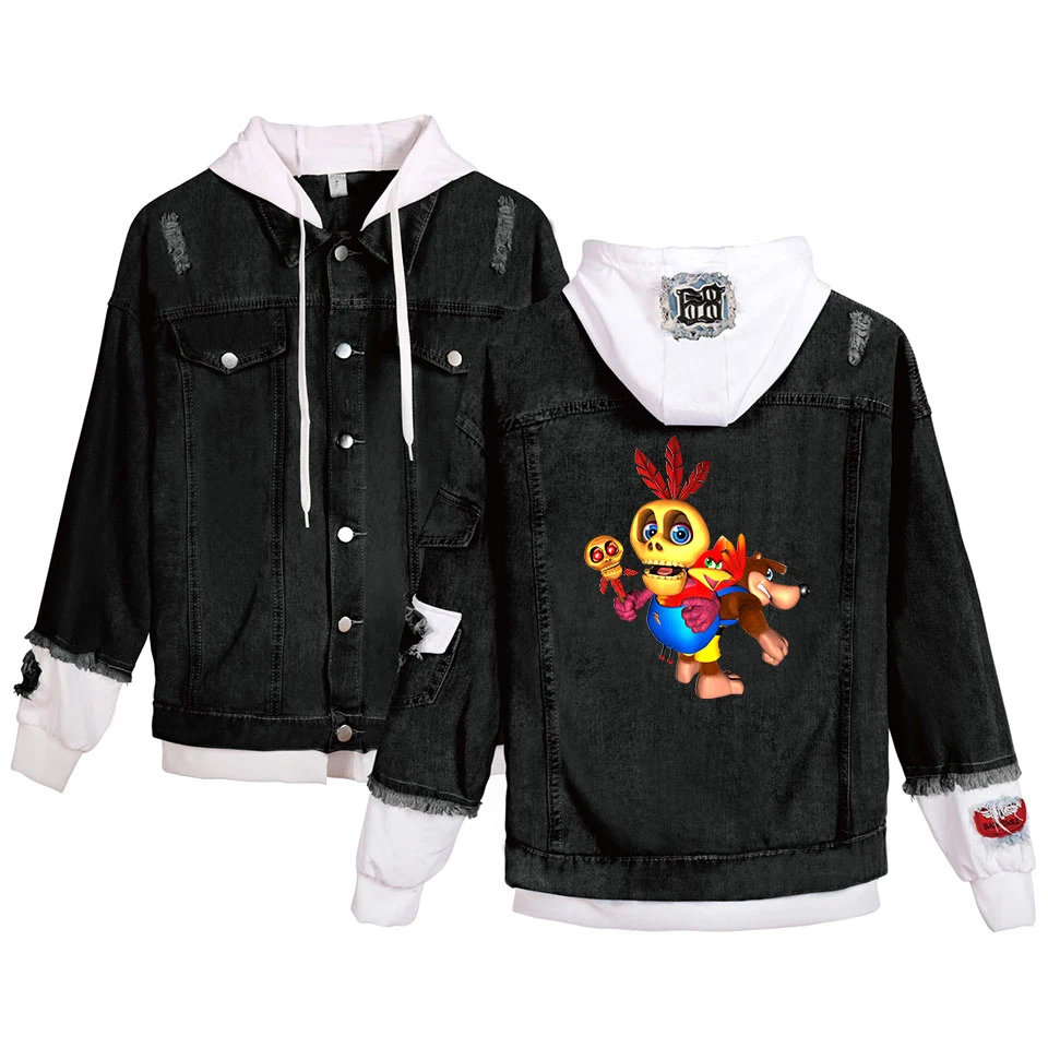 Black Fake two pieces Hooded Denim Jacket Game Banjo Kazooie pattern Men/Women Casual Long Sleeve Plus Size Denim Jacket Coat
Black Fake two pieces Hooded Denim Jacket Game Banjo Kazooie pattern Men/Women Casual Long Sleeve Plus Size Denim Jacket Coat