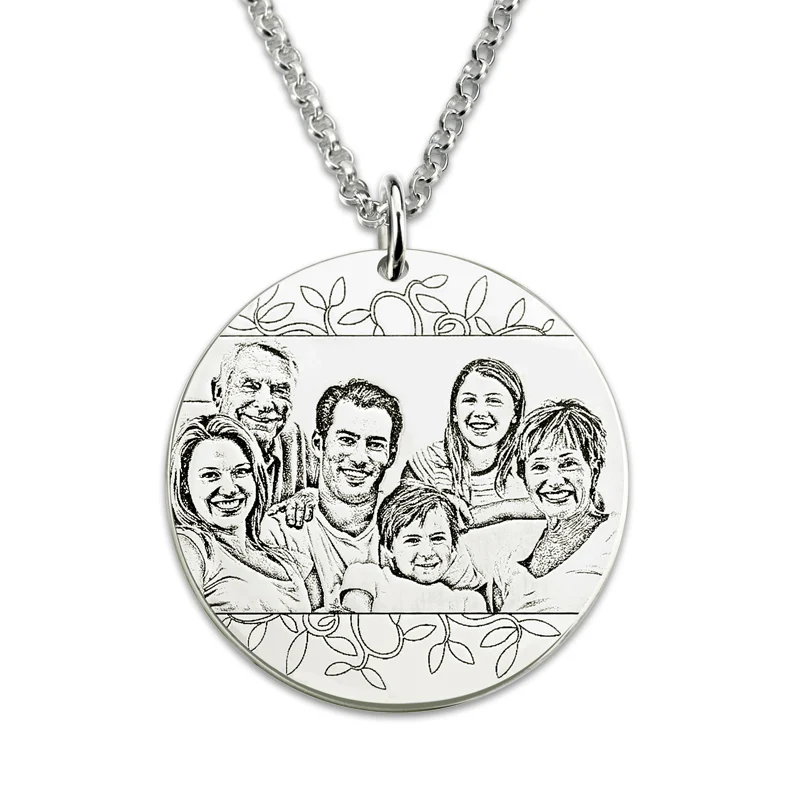 Wholesale Family Memories Silver Photo-Engraved Necklace Memorial Jewelry Personalized Photo Necklace Gift for Mother
Wholesale Family Memories Silver Photo-Engraved Necklace Memorial Jewelry Personalized Photo Necklace Gift for Mother