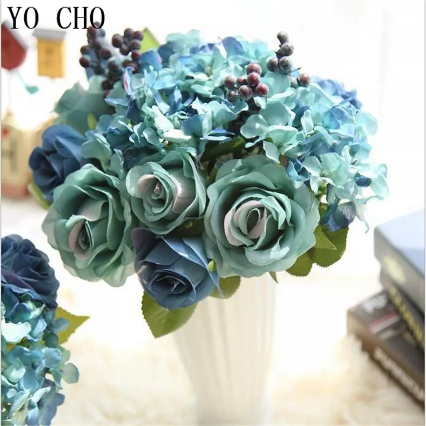 YO CHO Tiffany Blue Roses Bouquet Wedding Decoration Hydrangea Silk Flower Peony Artificial Flowers Home Decoration Accessories
YO CHO Tiffany Blue Roses Bouquet Wedding Decoration Hydrangea Silk Flower Peony Artificial Flowers Home Decoration Accessories
