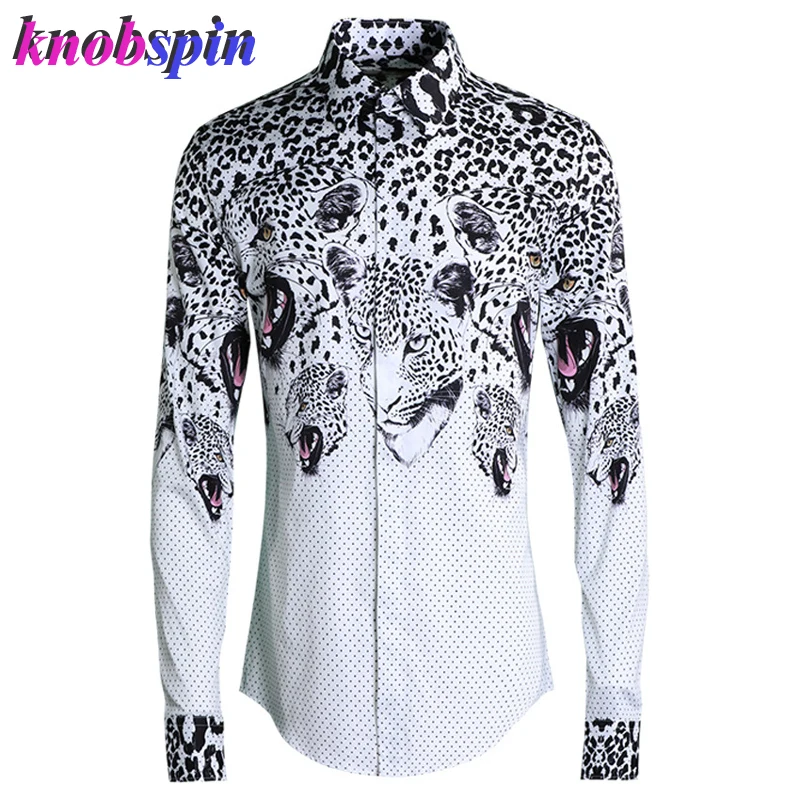 Polka dot leopard head Print Shirt men Turn-down collar full sleeve pure Cotton Slim Casual Business male Dress shirts 4XL
Polka dot leopard head Print Shirt men Turn-down collar full sleeve pure Cotton Slim Casual Business male Dress shirts 4XL