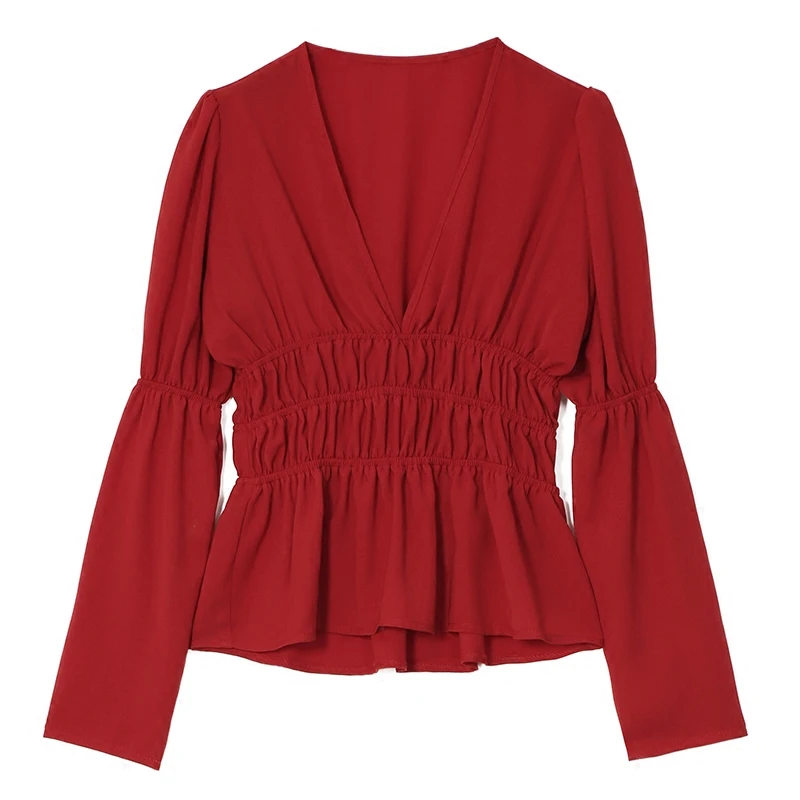 PERHAPS U Women Red Chiffon Deep V Neck Full Sleeve Top Solid High Street Blouse Long Sleeve Korean Long Sleeve Fall B0189
PERHAPS U Women Red Chiffon Deep V Neck Full Sleeve Top Solid High Street Blouse Long Sleeve Korean Long Sleeve Fall B0189