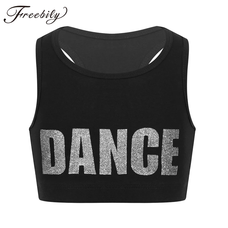 Kids Girls Sleeveless Shiny Letters DANCE Printed Tops Sports Gymnastics Ballet Crop Top Stage Performance Dance Costumes
Kids Girls Sleeveless Shiny Letters DANCE Printed Tops Sports Gymnastics Ballet Crop Top Stage Performance Dance Costumes