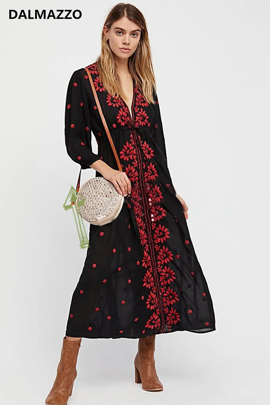 2018 Newest Women Holiday Black Red Print Embroidery Deep V Neck Bohemia Long Dresses Cotton Beach Loose Dress Turkish Robe XL
2018 Newest Women Holiday Black Red Print Embroidery Deep V Neck Bohemia Long Dresses Cotton Beach Loose Dress Turkish Robe XL