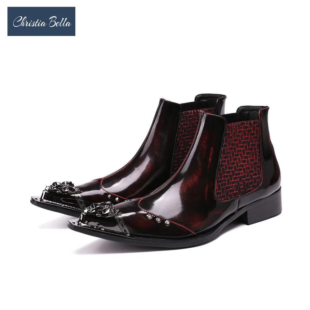 Christia Bella Winter Men Rivets Shoes Genuine Leather Boots New Fashion Metal Pointed Toe Boots Plus Size Ankle Chelsea Boots
Christia Bella Winter Men Rivets Shoes Genuine Leather Boots New Fashion Metal Pointed Toe Boots Plus Size Ankle Chelsea Boots