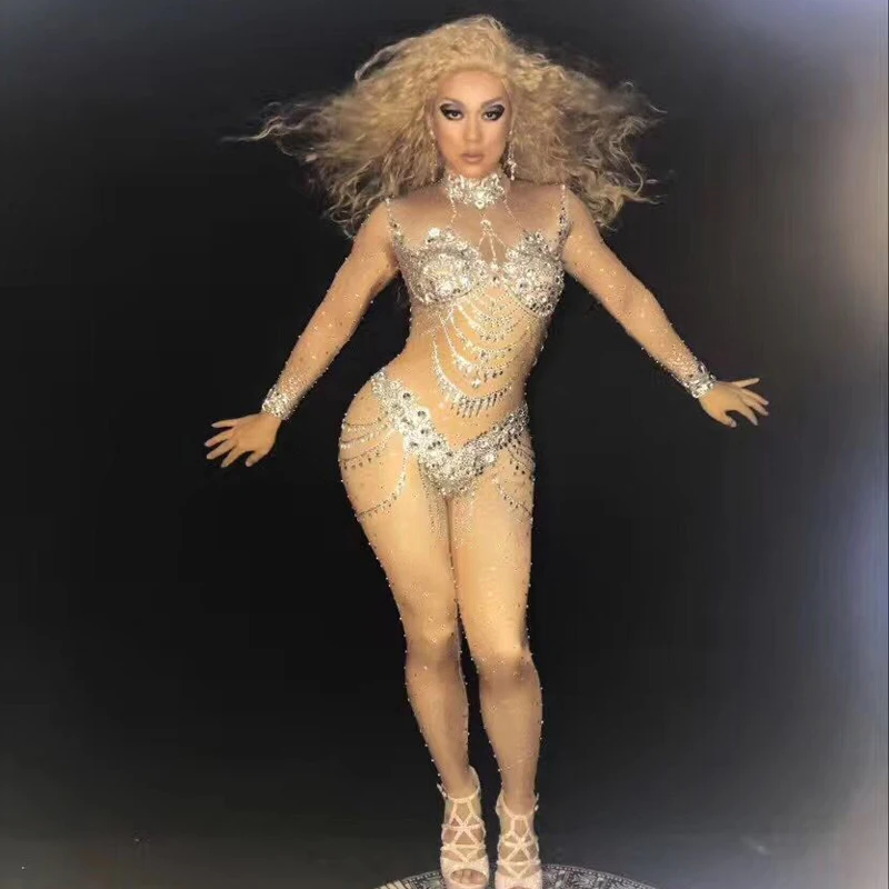 Women Sparkly Crystals Sexy Jumpsuit Stretch Stones Outfit Celebrate Bright Rhinestones Bodysuit Costume Female Singer Jumpsuit
Women Sparkly Crystals Sexy Jumpsuit Stretch Stones Outfit Celebrate Bright Rhinestones Bodysuit Costume Female Singer Jumpsuit
