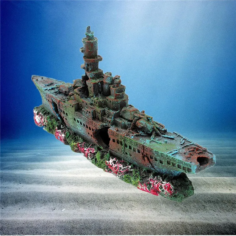 Фото Смола Искусственный аквариум затонувший корабль украшение лодки морской