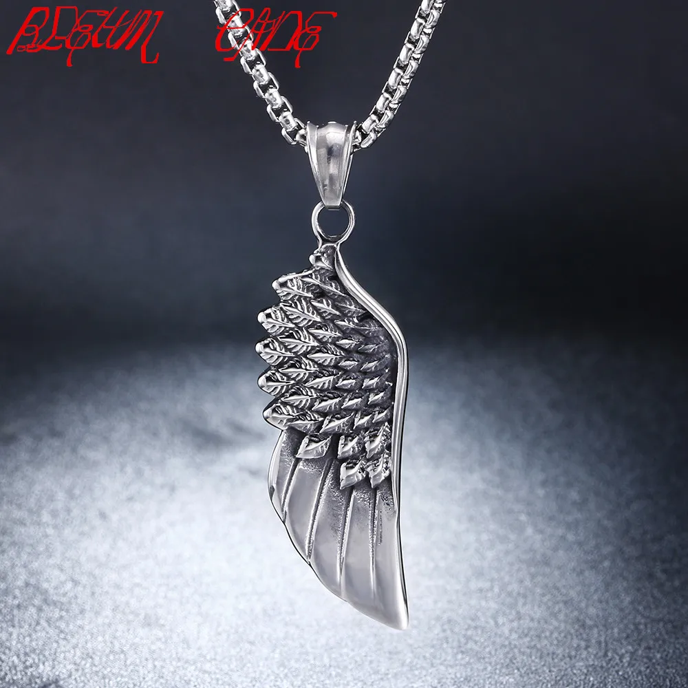 Men Stainless Steel Vintage Gothic Feather Angel Wing Pendants Necklace Silver Color for Men Jewelry
Men Stainless Steel Vintage Gothic Feather Angel Wing Pendants Necklace Silver Color for Men Jewelry