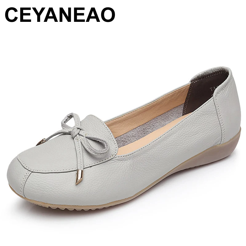 CEYANEAO2019New Модная женская обувь Туфли на плоской подошве из натуральной кожи с