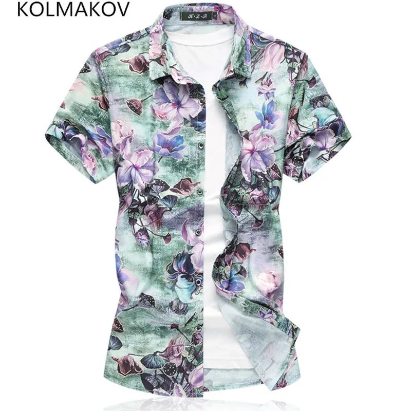 Мужская рубашка из чистого хлопка с цветочным принтом KOLMAKOV, повседневная короткая летняя рубашка большого размера M-7XL, 2019
Мужская рубашка из чистого хлопка с цветочным принтом KOLMAKOV, повседневная короткая летняя рубашка большого размера M-7XL, 2019