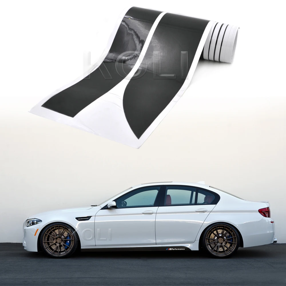 Фото 2 цвета M производительность боковая юбка в полоску стикер кузова наклейка для BMW 5