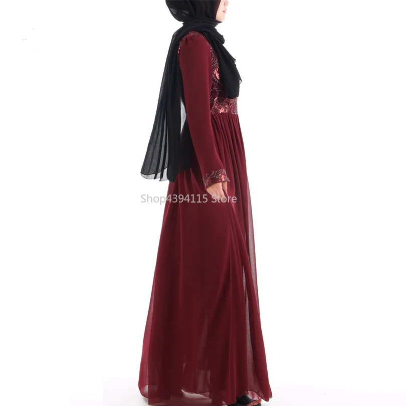 Muslim adult lace stitching abaya Arab Fashion embroidery chiffon muslim Dresses Musical Robe prayer Ramadan dress wj2846 | Тематическая